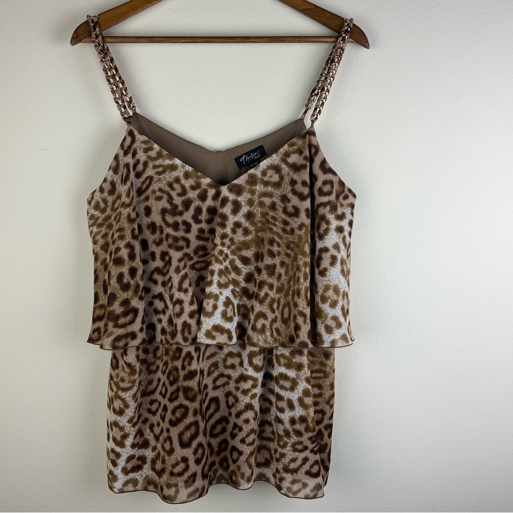 Thalia Sodi Tiered Leopard Print Top Size XL